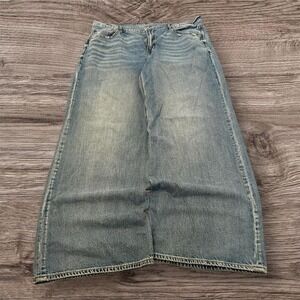 Y2K Grunge Super Baggy Wide Leg Skater Jeans Faded 36x28
